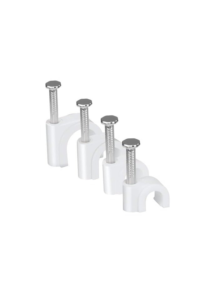 erorex 400Pcs Cable Clips with Nail, White Wire Management Clamps for Walls (round) - Image 1