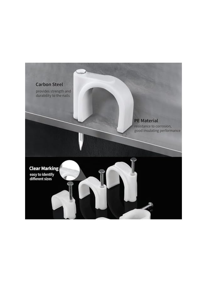 erorex 400Pcs Cable Clips with Nail, White Wire Management Clamps for Walls (round) - Image 4