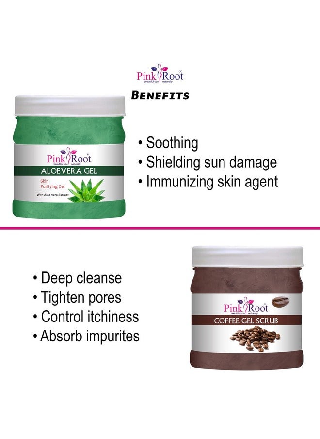 Pink Root Pink Root Aloe Vera Gel 500gm with Coffee Gel Scrub 500gm  - Image 5