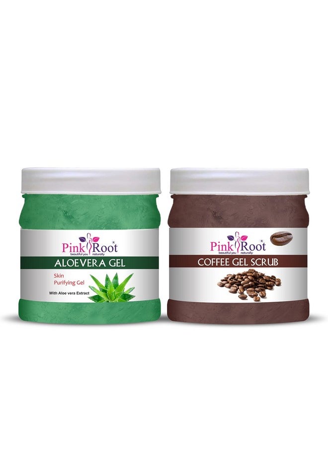 Pink Root Pink Root Aloe Vera Gel 500gm with Coffee Gel Scrub 500gm  - Image 1