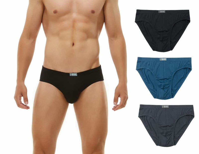 KNITLORD Men's Underwear Bamboo Viscose Breathable Soft Lightweight Mid/Low Rise Briefs 3 Pack (Assorted color, M) - Image 1
