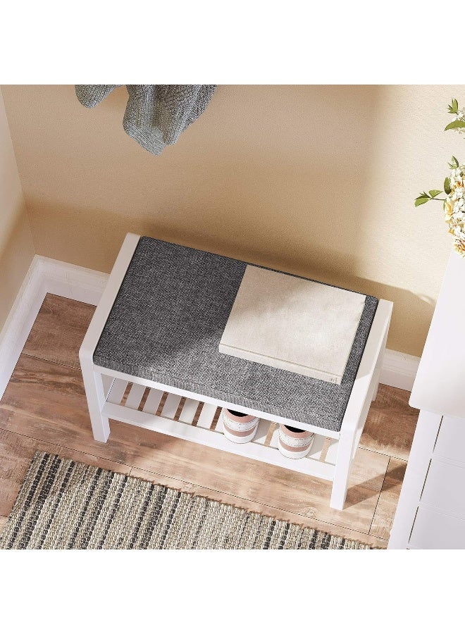 سونمجز مقعد رف أحذية مع وسادة مبطنة، رف تخزين، منظم أحذية، يتحمل حتى 159 كجم، مثالي للمدخل أو غرفة النوم أو غرفة المعيشة أو الرواق أو المرآب أو غرفة الطين، رمادي وأبيض ULBS65WN 60x43x32 - Image 4