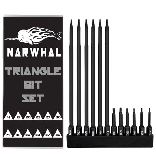 Narwhal Triangle Bit Set (12 Pack - 2" and Extra Long 6") Magnetic Heads in The Following Triangle Screwdriver Sizes: TA14, TA18, TA20, TA23, TA27, & TA30 - Image 1