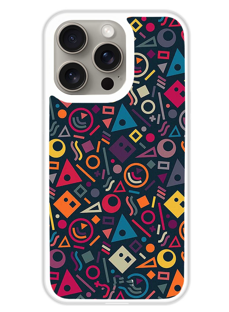 Theodor Protective Case Cover For APPLE IPHONE 15 Pro Max Shape Doodles (White Bumper) - Image 1