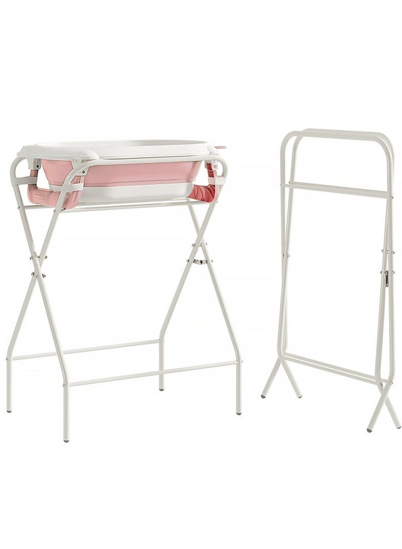 بيت الشاي حوض استحمام للأطفال مع حامل، حوض استحمام للأطفال قابل للطي، حوض استحمام مرتفع للأطفال قابل للتحرك والطي والطي، حوض استحمام للأطفال الرضع مع حامل - Image 1