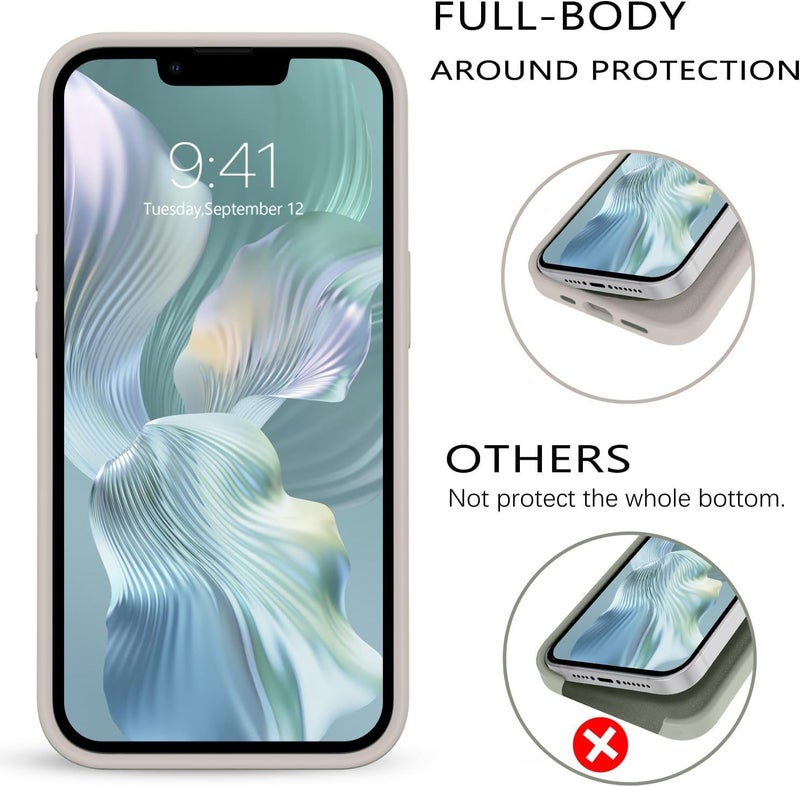 Elzzi® Microfiber Candy Case Compatible for iPhone 13 Pro 6.1 Inch Shockproof Slim Back Cover Liquid Silicone Case (Stone Grey) - Image 3