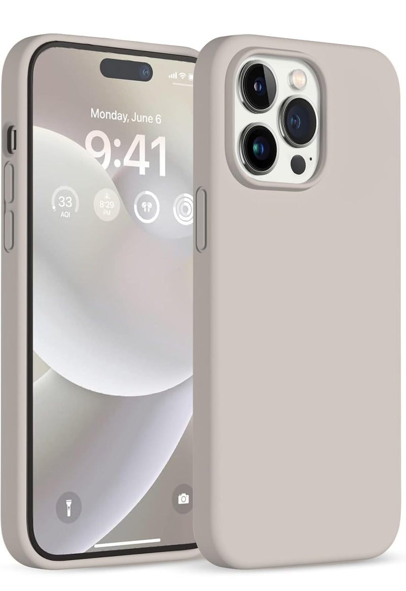 Elzzi® Microfiber Candy Case Compatible for iPhone 13 Pro 6.1 Inch Shockproof Slim Back Cover Liquid Silicone Case (Stone Grey) - Image 1