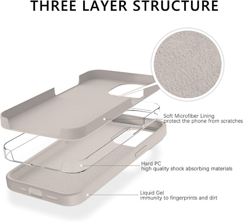 Elzzi® Microfiber Candy Case Compatible for iPhone 13 Pro 6.1 Inch Shockproof Slim Back Cover Liquid Silicone Case (Stone Grey) - Image 5