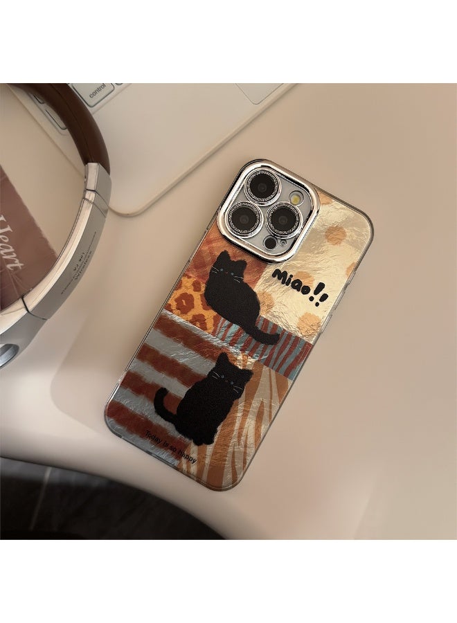 NIBEMINENT Leopard Printed Cat Protective TPU Case Cover For iPhone 15 Pro Max, Silver - Image 3