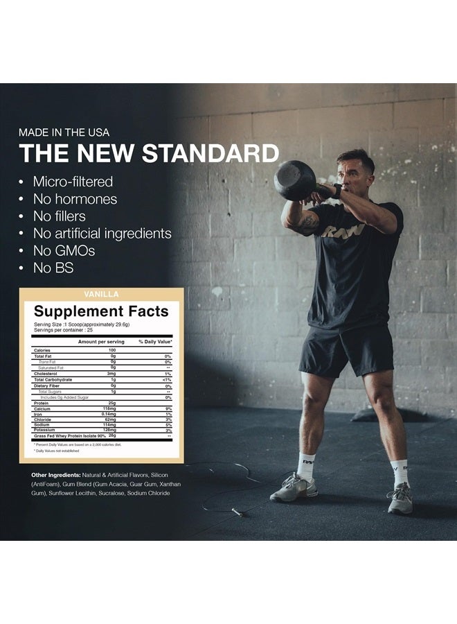 Raw مسحوق بروتين مصل اللبن المعزول، فانيليا (CBUM Itholate) - مسحوق تغذية رياضية 100% من الأبقار التي تتغذى على العشب لنمو العضلات والتعافي - قليل الدسم والكربوهيدرات، بنكهة طبيعية - 25 وجبة - Image 5