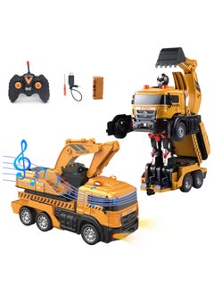 Generic Transform Robot Car Excavator Toys Truck, Gesture Sensing Transform RC Robot Construction Engineering Vehicle with One-Button Deformation, Music and Light, Excavator Car for Boys Girls  - Image 3