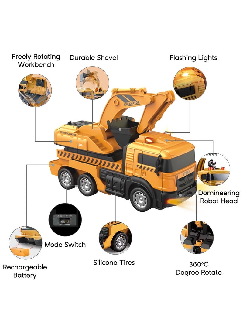 Generic - Transform Robot Car Excavator Toys Truck, Gesture Sensing Transform RC Robot Construction Engineering Vehicle with One-Button Deformation, Music and Light, Excavator Car for Boys Girls - Image 1