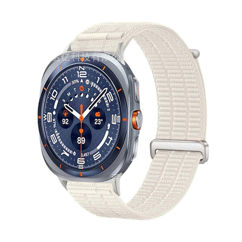 سوار ساعة ذكية باللون برتقالي قابل للتعديل سوار نايلون حلقي متوافق مع Samsung Galaxy Watch Ultra بملاءمة قابلة للتعديل وحزام بديل - Image 3
