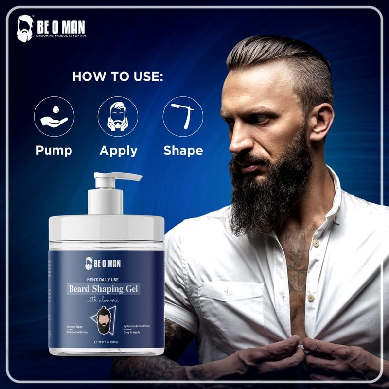 Be O Man Beoman Beard Shaping Gel with aloeveraNon Foaming and Transparent GelReduces irritation1000ml - Image 2