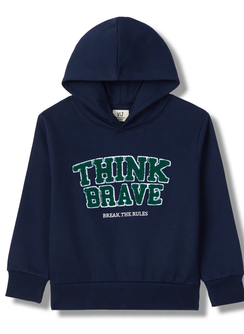 victor and jane Boys' Embroidered Hoodie "THINK BRAVE"