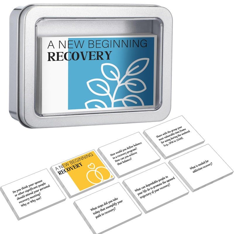 Rotatingpals 51 Pcs Recovery Card Game for Adults Includes 50 Addiction Recovery Cards with Tin Box Therapy Games for Adults Group Therapy Activities for Stress and Social Anxiety Mental Health - Image 3