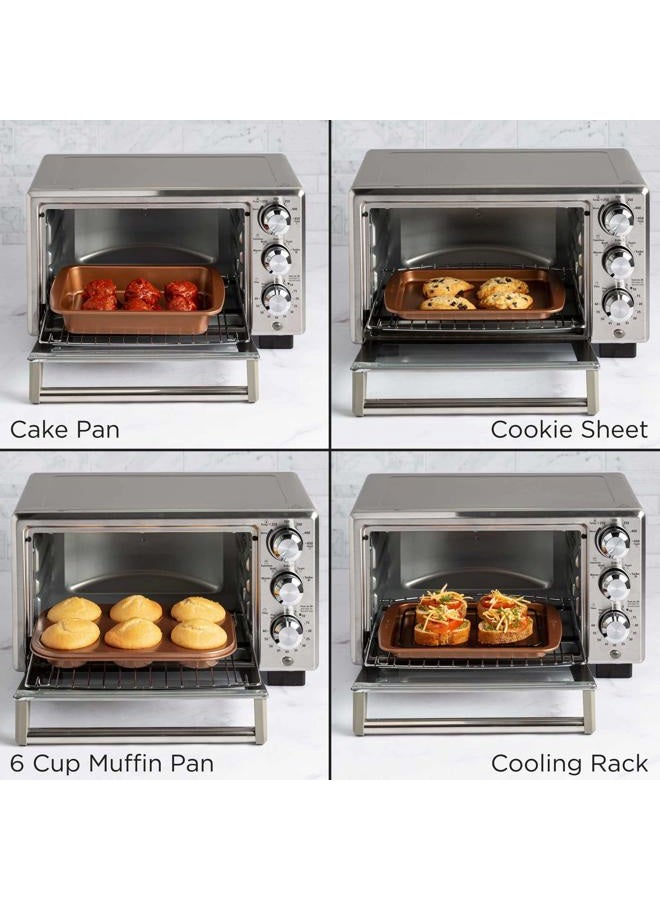 Ecolution Non-Stick Toaster Oven Bakeware Set, 4 Piece, Carbon Steel, Easy to Clean and Perfect for Single Servings, Size, Copper - Image 4
