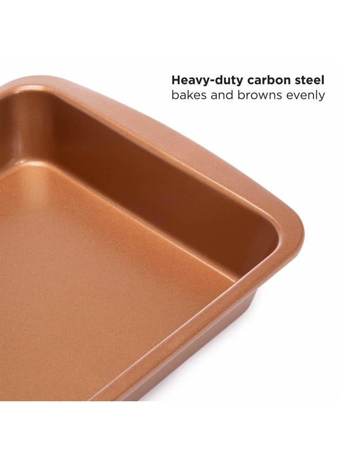 Ecolution Non-Stick Toaster Oven Bakeware Set, 4 Piece, Carbon Steel, Easy to Clean and Perfect for Single Servings, Size, Copper - Image 5