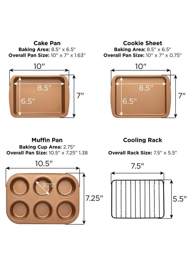 Ecolution Non-Stick Toaster Oven Bakeware Set, 4 Piece, Carbon Steel, Easy to Clean and Perfect for Single Servings, Size, Copper - Image 2