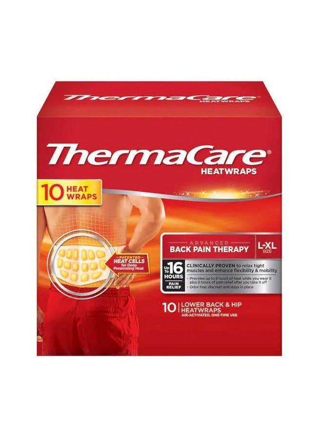 ثيرما كير ضمادات حرارية من Thermacare للظهر السفلي والورك، مقاسات L-XL - عبوة محدودة خاصة مكونة من 10 قطع  - Image 1