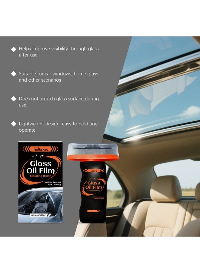 Homonth Glass Oil Film Remover for Car, 100ml Roll-On Glass Compound with Cleaning Board, Removes Oil Film & Smudges, Improve Windshield Clarity for Safe Driving - Image 3