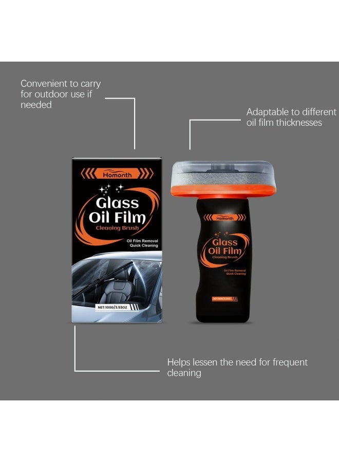 Homonth Glass Oil Film Remover for Car, 100ml Roll-On Glass Compound with Cleaning Board, Removes Oil Film & Smudges, Improve Windshield Clarity for Safe Driving - Image 2
