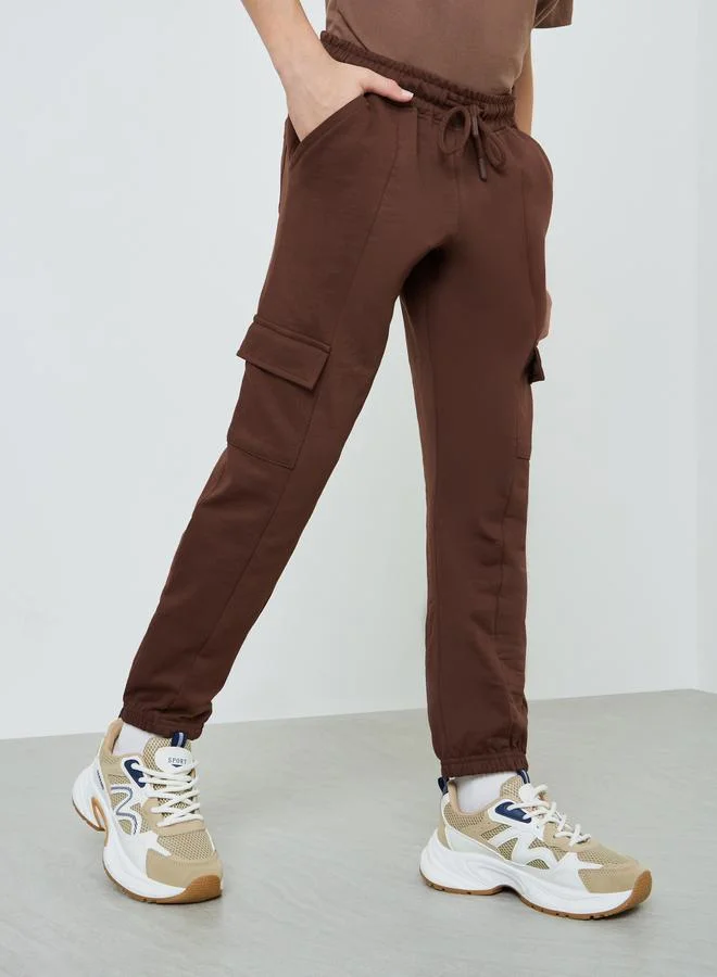 ستايلي Teen Boys Solid Cargo Joggers with Drawstring