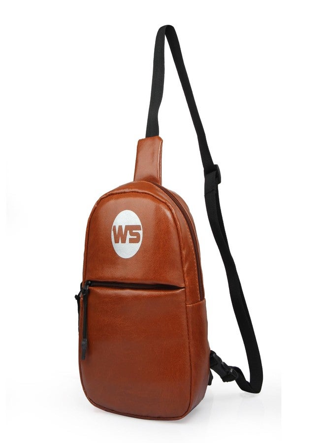 WORLD STAR CHEST BAG SHOULDER BAG MESSENGER SPORTS BACKPACK WATER RESISTANT USB CHARGING PORT SHOULDER SLING BAG (BROWN) - Image 1