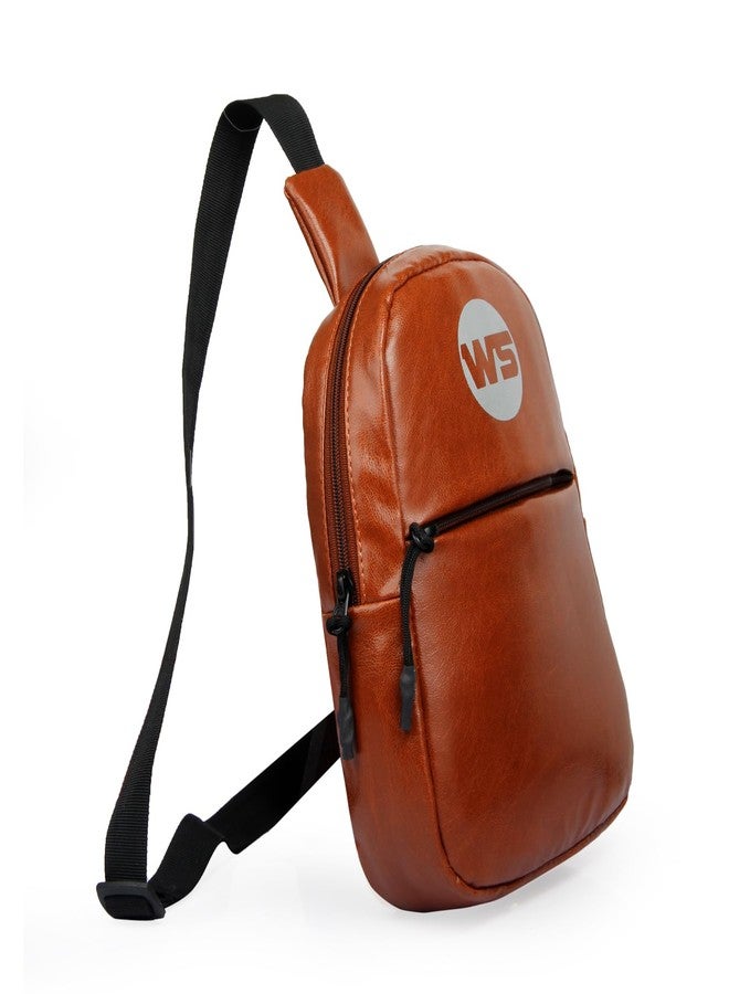 WORLD STAR CHEST BAG SHOULDER BAG MESSENGER SPORTS BACKPACK WATER RESISTANT USB CHARGING PORT SHOULDER SLING BAG (BROWN) - Image 2