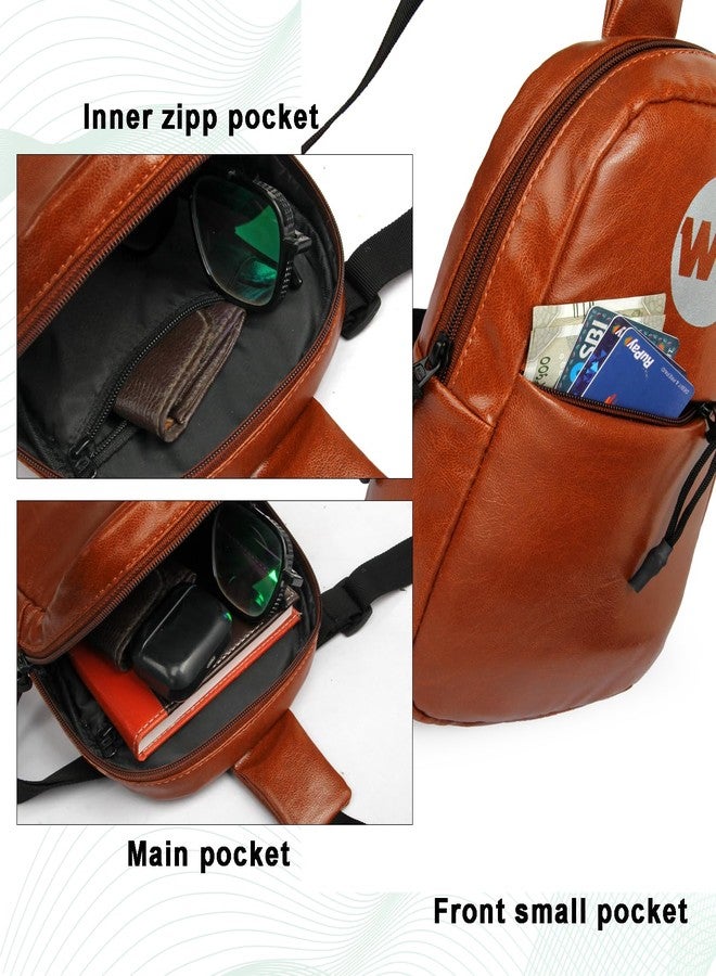 WORLD STAR CHEST BAG SHOULDER BAG MESSENGER SPORTS BACKPACK WATER RESISTANT USB CHARGING PORT SHOULDER SLING BAG (BROWN) - Image 4