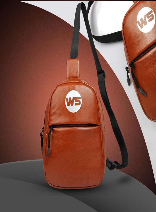 WORLD STAR CHEST BAG SHOULDER BAG MESSENGER SPORTS BACKPACK WATER RESISTANT USB CHARGING PORT SHOULDER SLING BAG (BROWN) - Image 3