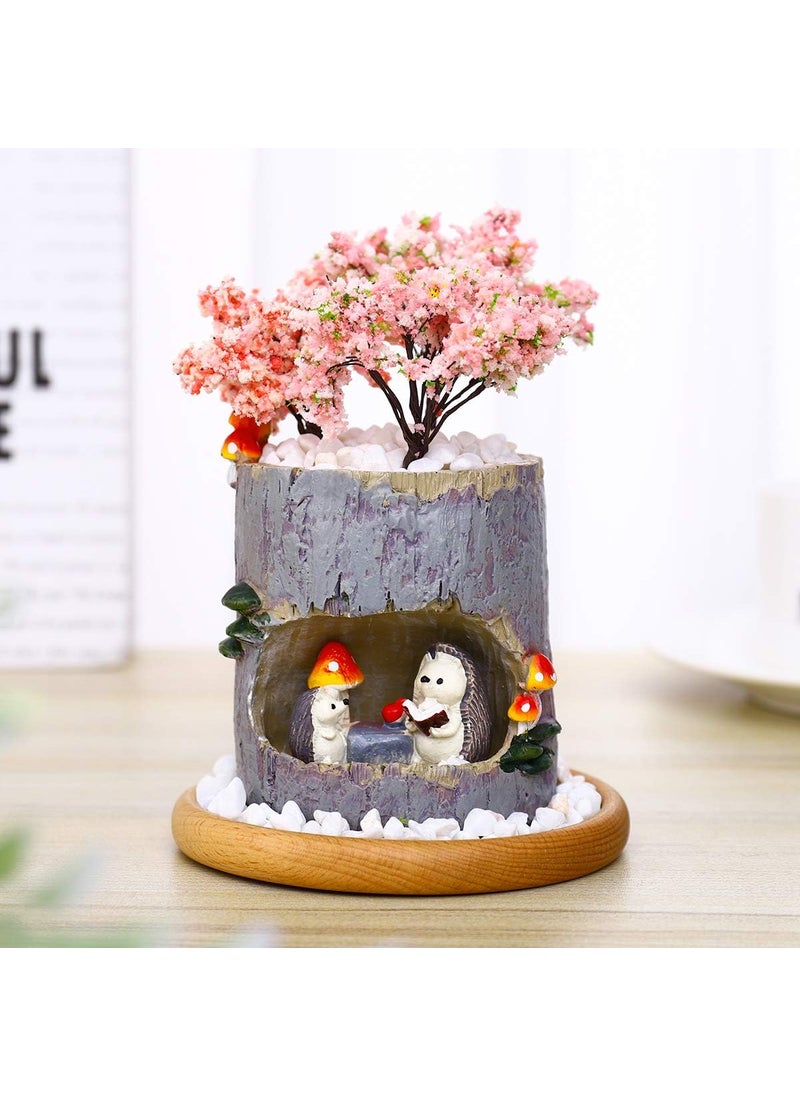 Tinksky TINKSKY Cute Hedgehog Flower Sedum Succulent Pot Planter Bonsai Trough Box Plant Bed Office Home Garden Pot Decoration  - Image 4