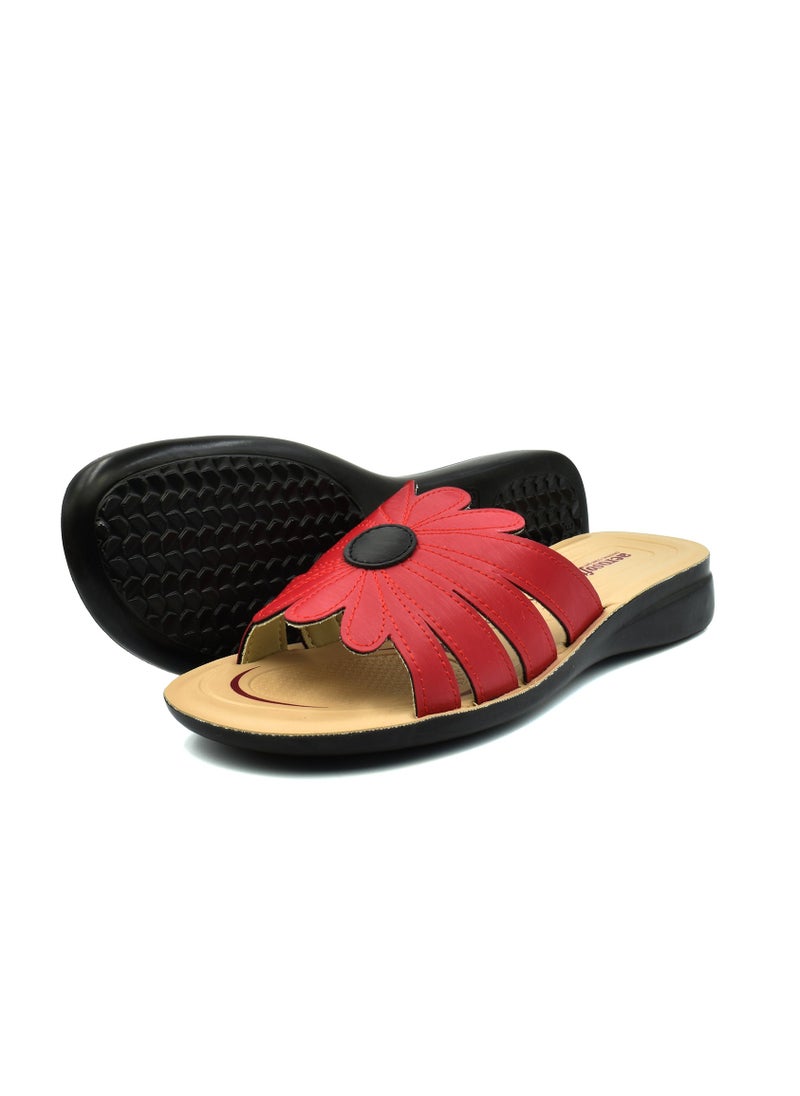 aerosoft AEROSOFT C2001 LADIES  FLORAL RED SLIPPERS  - Image 3
