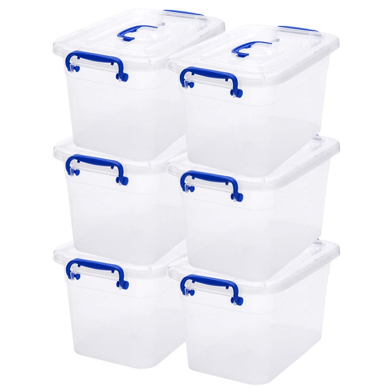 ZHENFAN 6-Pack Clear Storage Box 7 Quart, Plastic Storage Latch Bins with Handle 6.5 Liter - Image 1