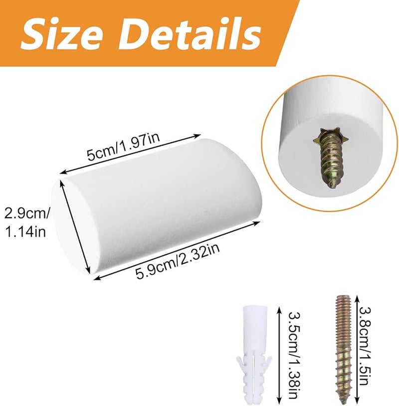 خطافات حائط خشبية بيضاء حديثة 6 قطع رف معاطف متين للجاكيت والقبعة والحقيبة - Image 3