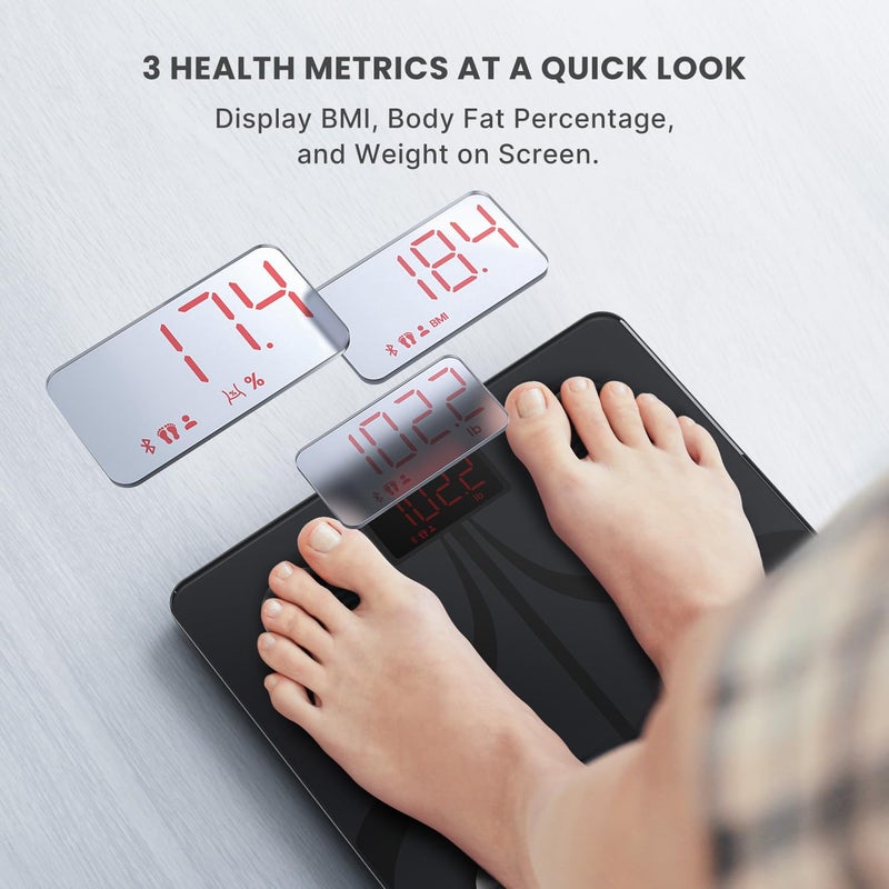 RENPHO Scale for Body Weight, USB-C Rechargeable Digital Bathroom Scale, Smart Bluetooth Weight Scale, Electronic 13 Body Composition Monitor with Smartphone App, 396 lbs, Black, Elis 1 (11 inch) - Image 2