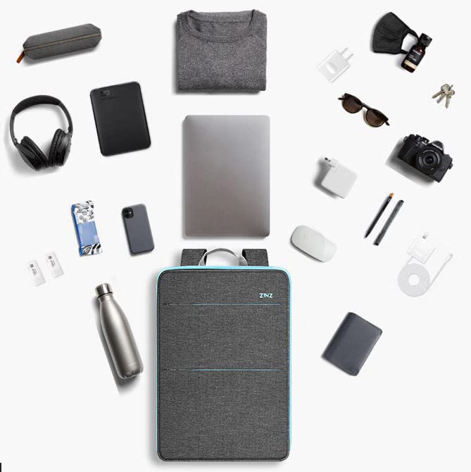 ZINZ Slim & Expandable Laptop Backpack Water Resistant Travel Backpack Compatible with MacBook Air/Pro 13-14 inch XPS 13 Surface 13.5" and Most 13-14 inch NoteBooks,G01BL01 - Image 5
