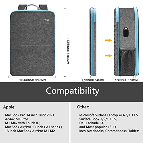 ZINZ Slim & Expandable Laptop Backpack Water Resistant Travel Backpack Compatible with MacBook Air/Pro 13-14 inch XPS 13 Surface 13.5" and Most 13-14 inch NoteBooks,G01BL01 - Image 2