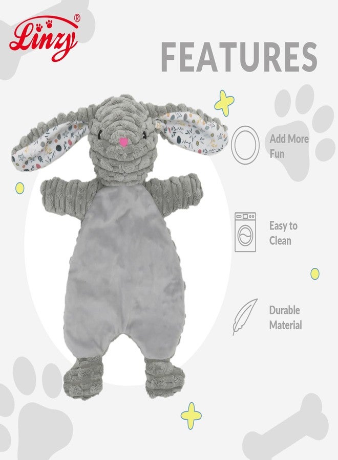 Linzy Plush Gray Bunny Dog Toy, Soft Squeaky Chew Toy for Small Medium Large Dogs,Interactive Pet Toy with Flat Crinklez- 12“ - Image 2