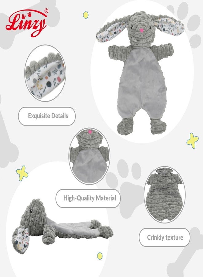 Linzy Plush Gray Bunny Dog Toy, Soft Squeaky Chew Toy for Small Medium Large Dogs,Interactive Pet Toy with Flat Crinklez- 12“ - Image 4