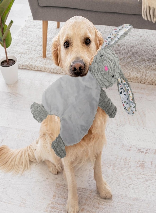 Linzy Plush Gray Bunny Dog Toy, Soft Squeaky Chew Toy for Small Medium Large Dogs,Interactive Pet Toy with Flat Crinklez- 12“ - Image 3