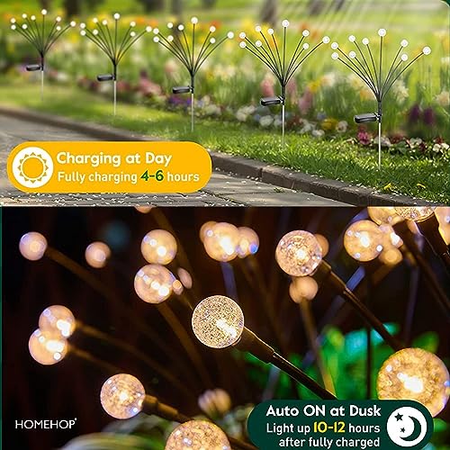 Homehop Solar Light Outdoor Home Waterproof 8 Led Crystal Ball Decorative Firefly Swaying Lamp for Garden Pathway, and Lawn Waterproof Automatic Powered (65 cm, Warm Light) - Image 2