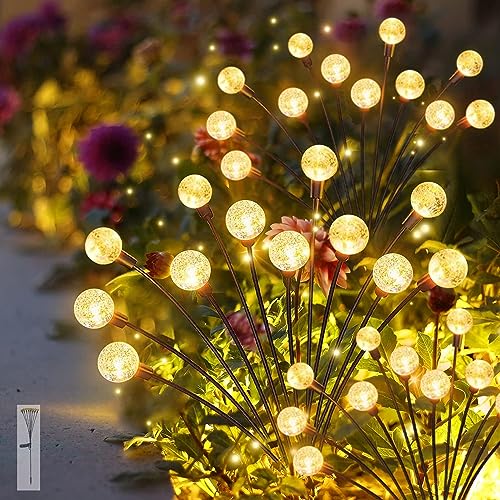 Homehop Solar Light Outdoor Home Waterproof 8 Led Crystal Ball Decorative Firefly Swaying Lamp for Garden Pathway, and Lawn Waterproof Automatic Powered (65 cm, Warm Light) - Image 1