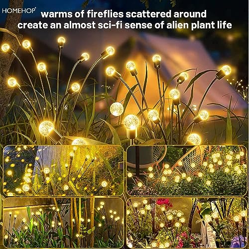 Homehop Solar Light Outdoor Home Waterproof 8 Led Crystal Ball Decorative Firefly Swaying Lamp for Garden Pathway, and Lawn Waterproof Automatic Powered (65 cm, Warm Light) - Image 5
