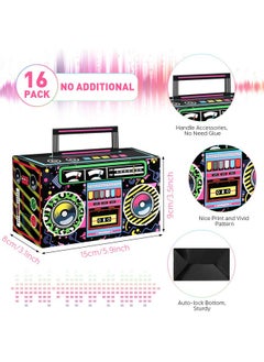 Chinco 80s Party Favor Boxes, Novelty Boom Box Favors Gift Treat Goodie Candy Paper Boxes 80s Retro Radio Decorations Table Centerpieces for 1980s Theme Hip Hop Music Birthday Party(Multi Colors, 16 Pcs)  - Image 2