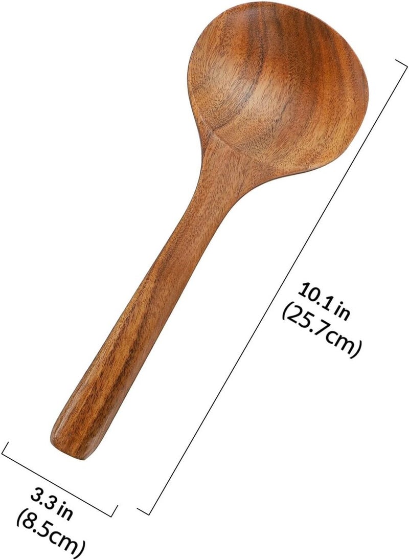 ABOOFAN Wooden Kitchen Spoon Long Handle Cooking Ladle Teak Flatware Natural Wood Utensil for Stirring Sauce and Soup in Home Cooking - Image 2