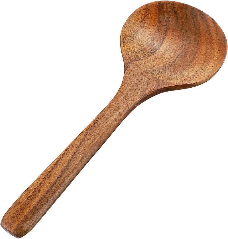 ABOOFAN Wooden Kitchen Spoon Long Handle Cooking Ladle Teak Flatware Natural Wood Utensil for Stirring Sauce and Soup in Home Cooking - Image 1