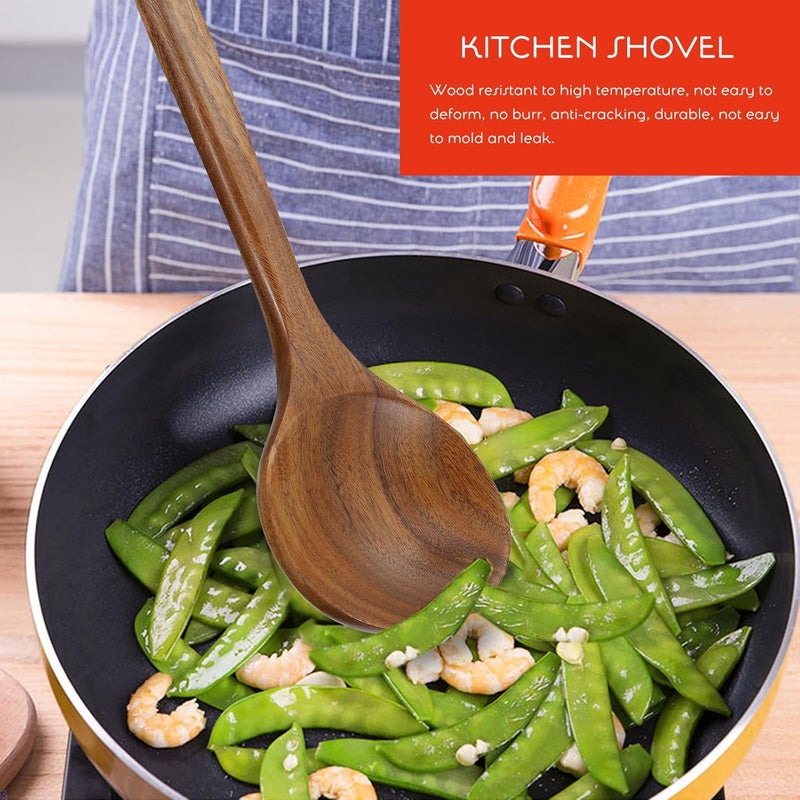 ABOOFAN Wooden Kitchen Spoon Long Handle Cooking Ladle Teak Flatware Natural Wood Utensil for Stirring Sauce and Soup in Home Cooking - Image 5