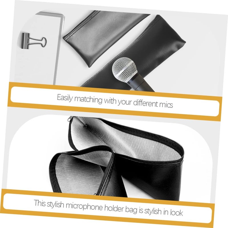 LIOOBO 4pcs PU Microphone Carrying Bags with Lasting Zipper Design Lightweight Protective Storage Cases for Mic Portable Dustproof Pouches for Singers and Karaoke Fans - Image 5