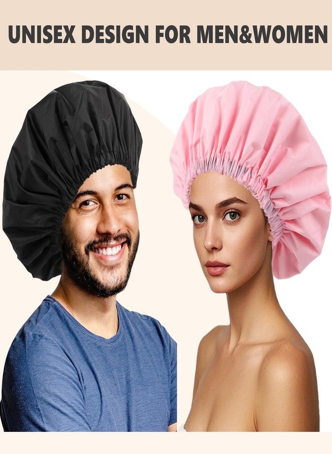 Himoswis Adjustable Shower Caps for Women Men Reusable Waterproof Large Shower Cap for Men and Women Long Hair Braids - Image 2